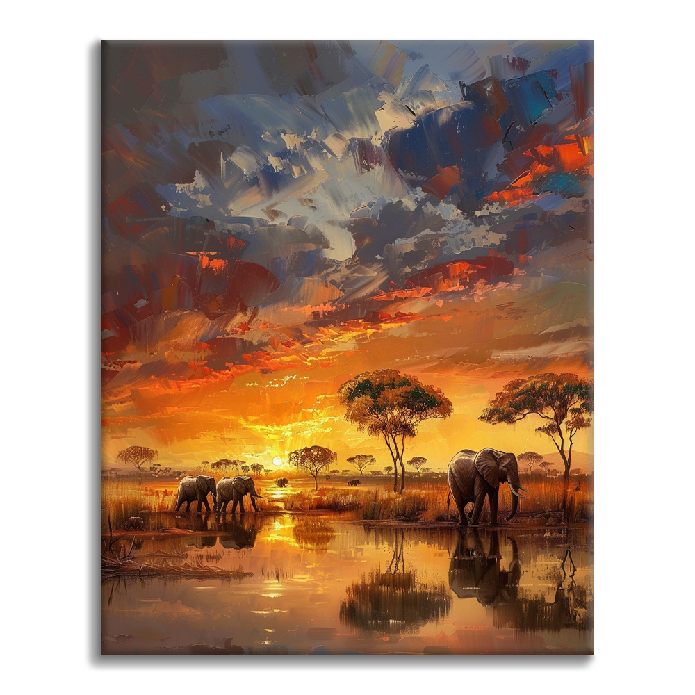 Manada de elefantes – pintar por números
