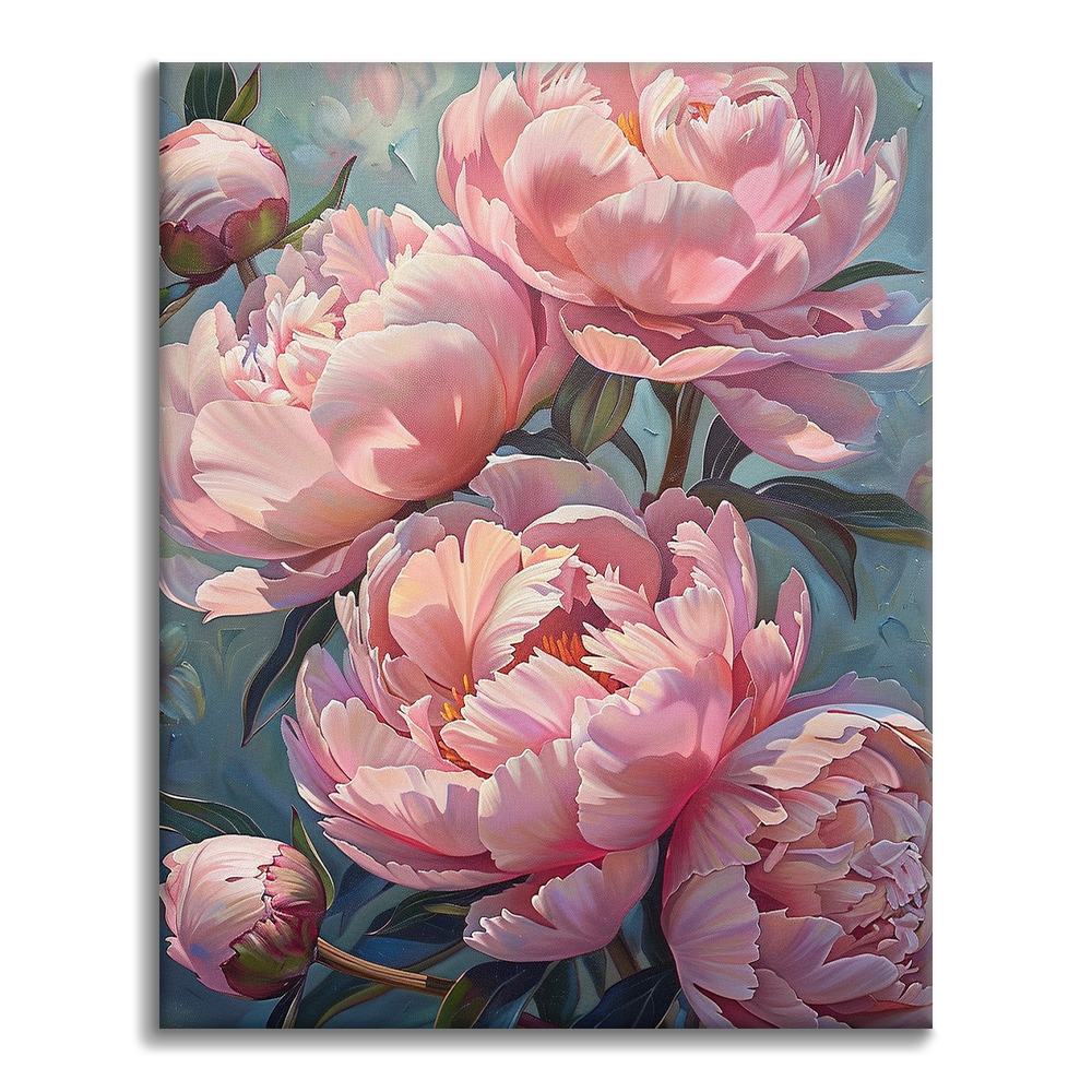 Rosa Pfingstrosen: Blumenmotiv – Malen nach Zahlen – Cheerful painting®(DE)