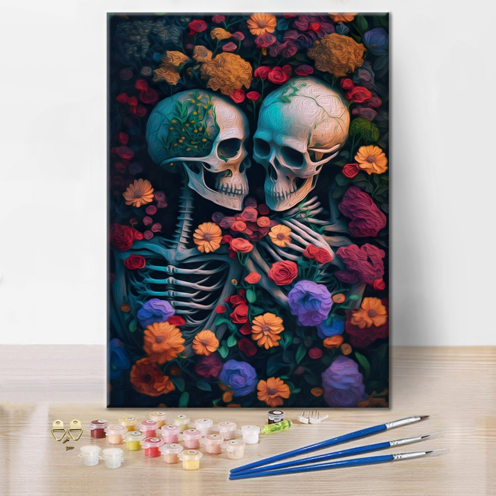 Esqueleto Mar de Flores - Pintura por Números