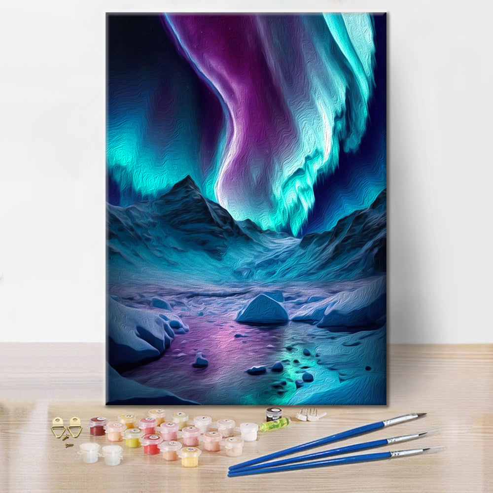 Aurora boreal azul – Pintura por números