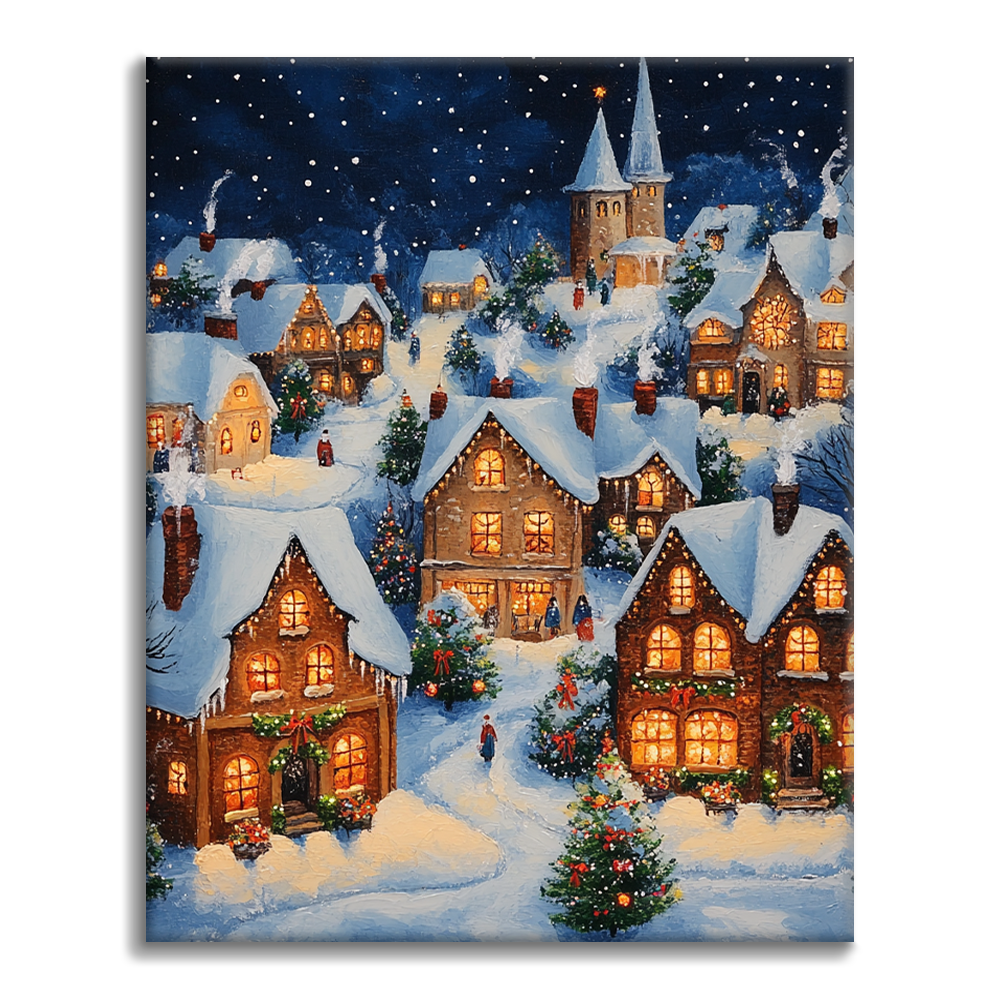 WOWDECOR Malen Nach Zahlen – Schnee Weihnachtsdorf, 20 X 16 Zoll, Ohne Rahmen, DIY Ölgemälde Für Erwachsene & Kinder WOWDECOR Malen Nach Zahlen – Schnee Weihnachtsdorf, 20 X 16 Zoll, Ohne Rahmen, DIY Ölgemälde Für Erwachsene & Kinder