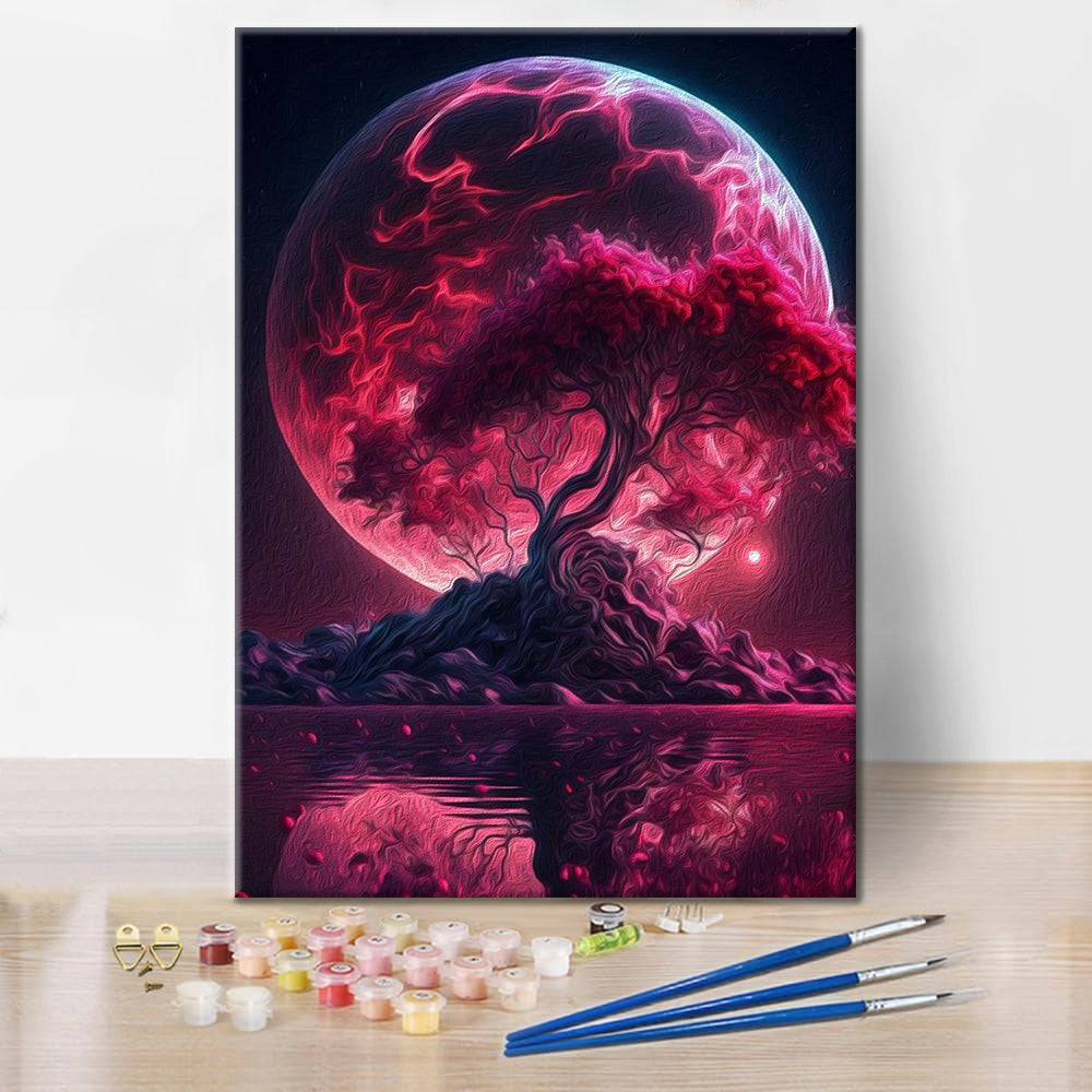 Árboles a la luz de la luna - Pintar por números