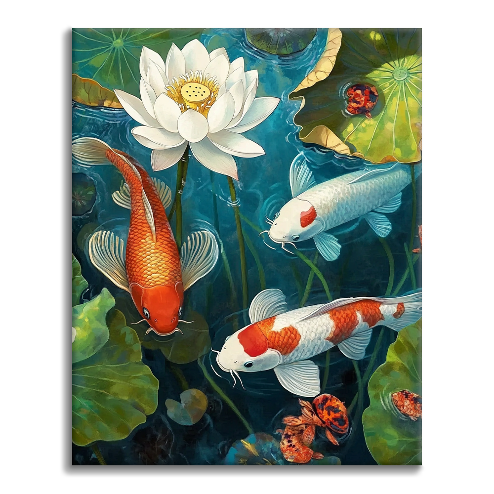 Koi en el estanque – pintar por números