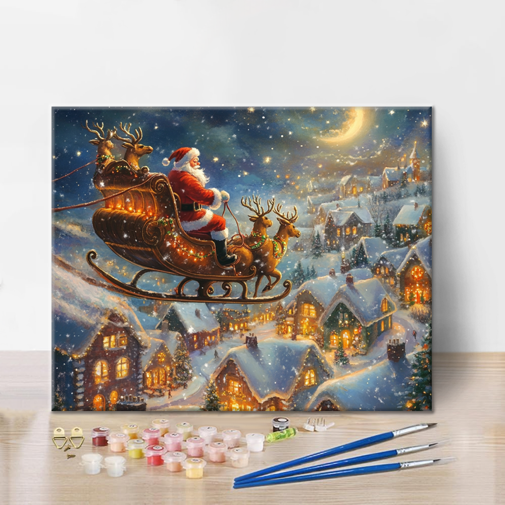 Kerstman en slee – Schilderen op nummer