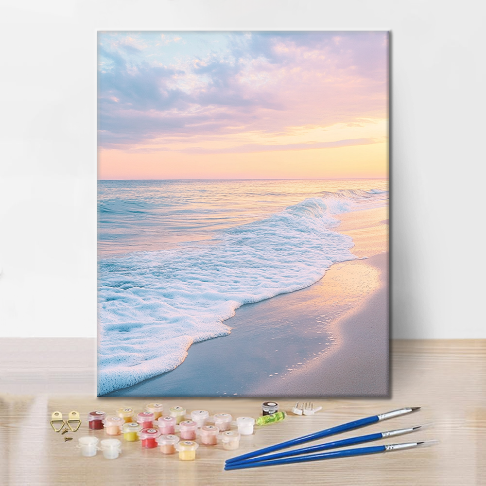 Playa tranquila al amanecer - pintar por números