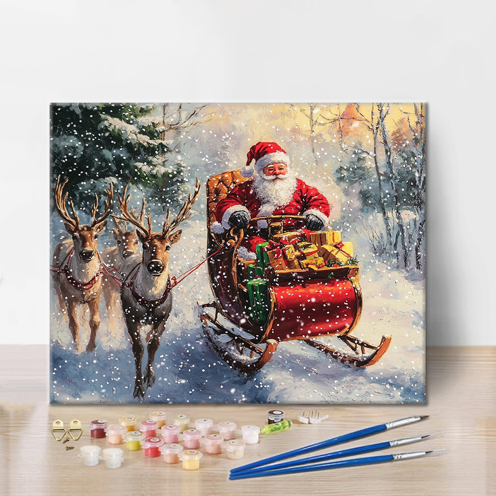 Kerstman en eland – Schilderen op nummer
