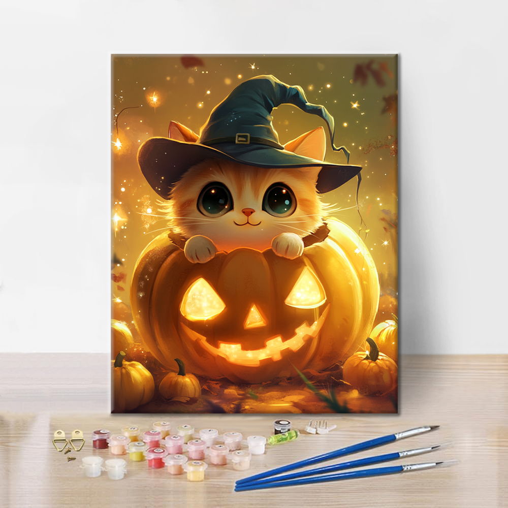 Gatitos Calabaza – Pintar por Números