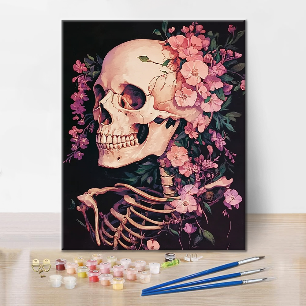 Calavera de flores – Pintar por números