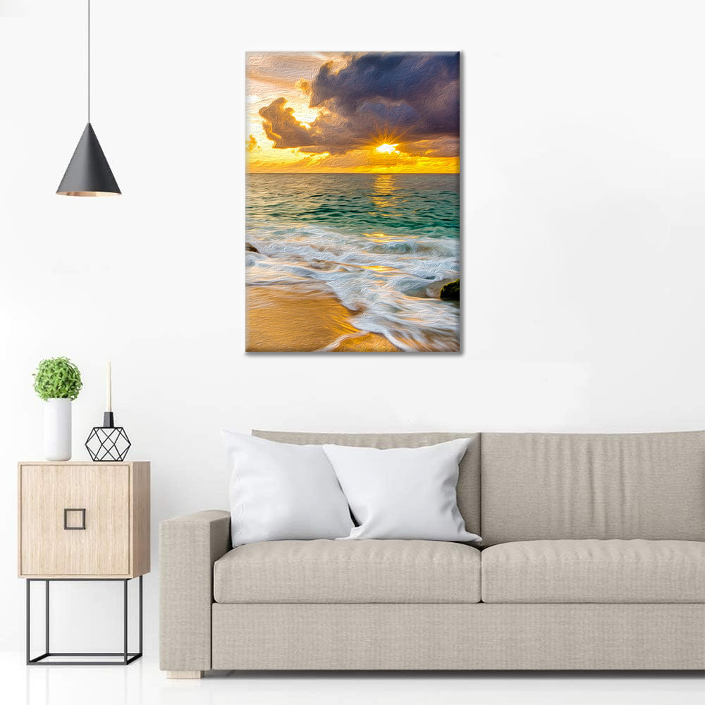 Colorida playa Atardecer Naturaleza - Pintura por números