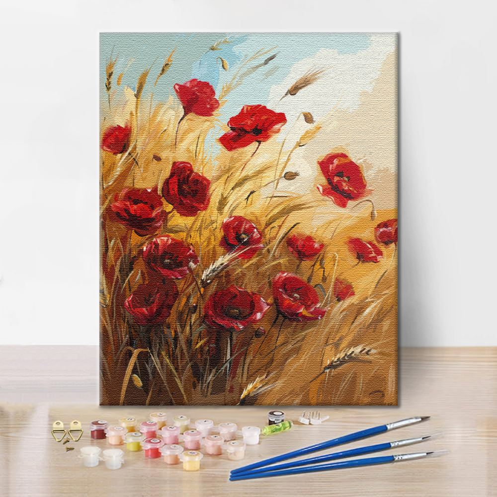Campo de trigo y flores – pintar por números