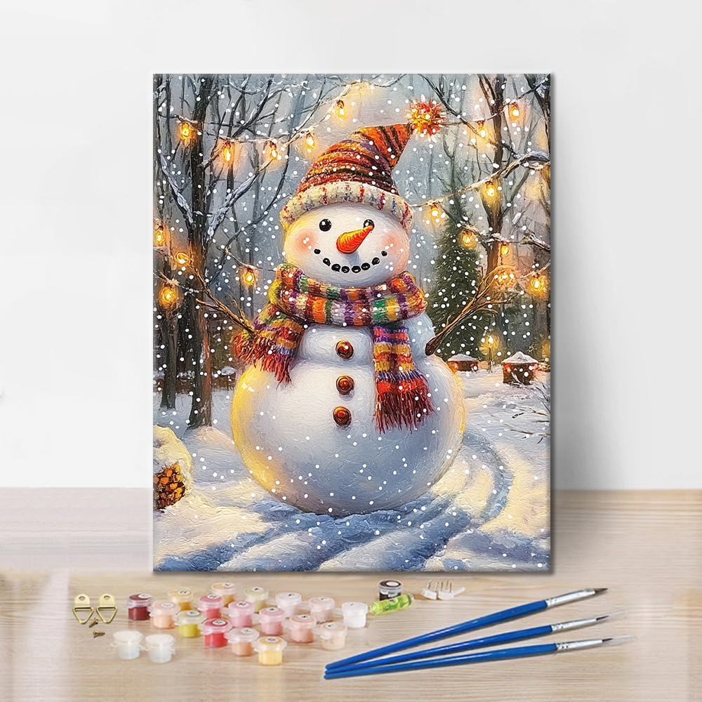 Festlicher Schneemann – Malen nach Zahlen