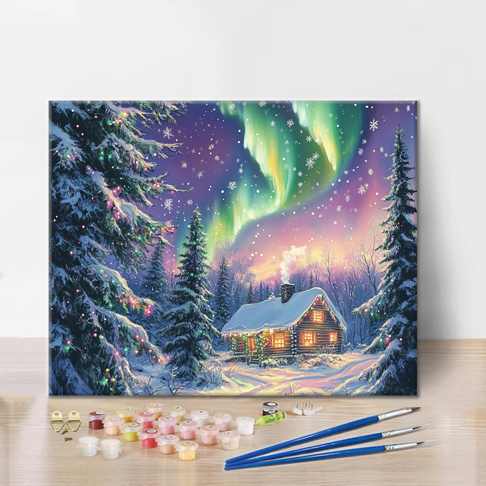 Kerstmis en Aurora – Schilderen op nummer