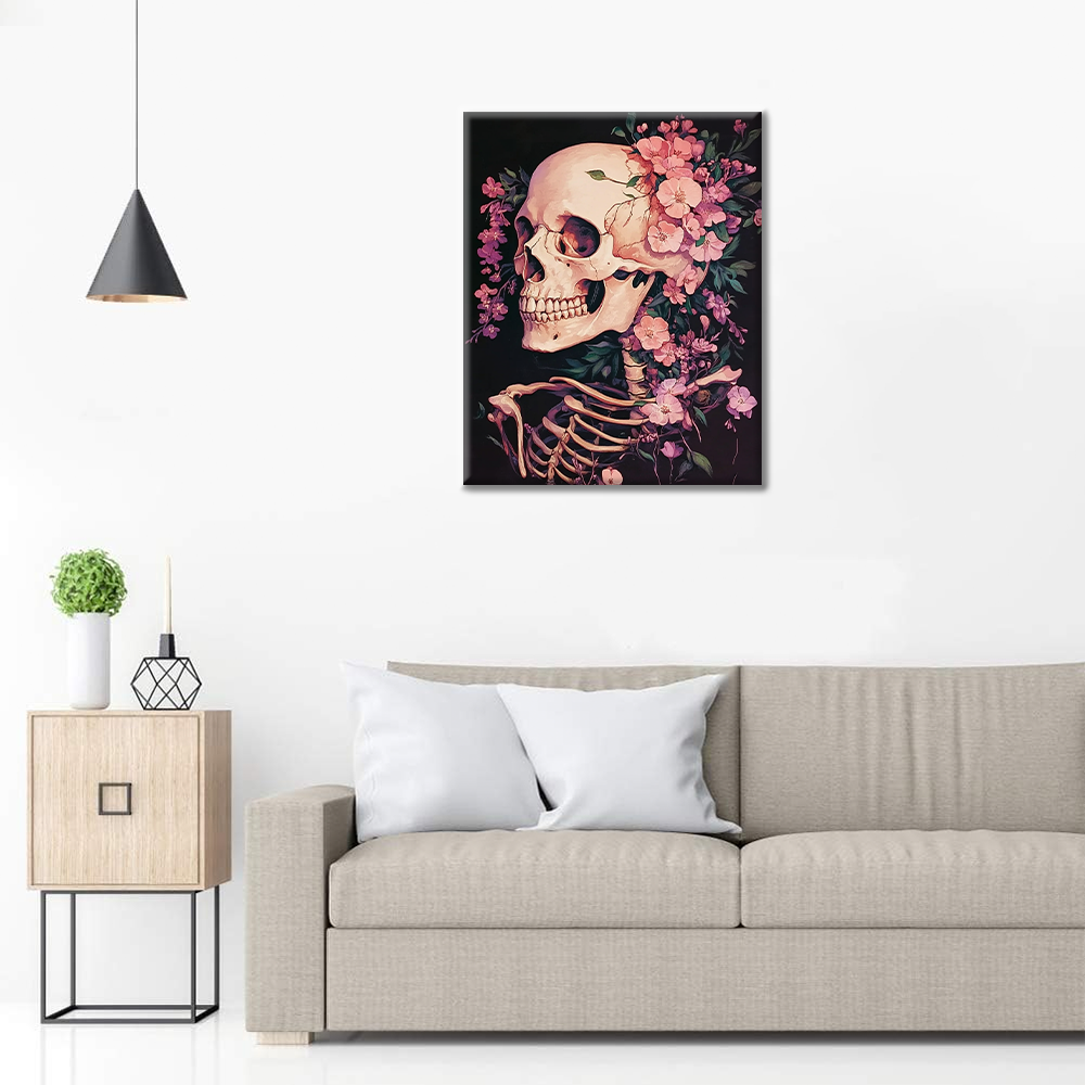 Calavera de flores – Pintar por números