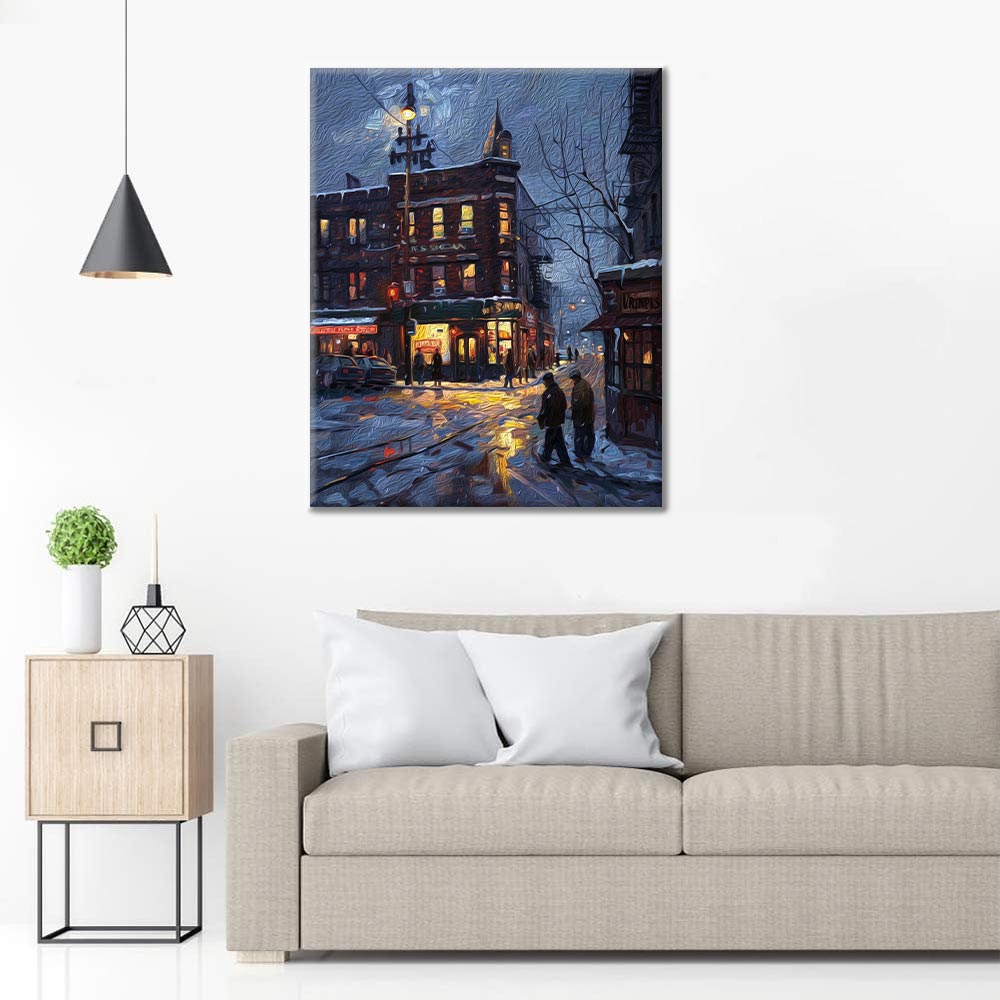 Esquina de la ciudad al anochecer – pintar por números