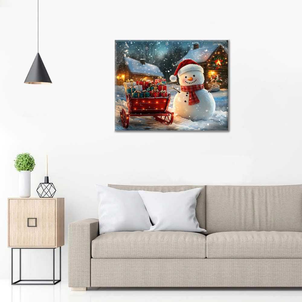 Sneeuwpop en kerstcadeautjes – schilderen op nummer