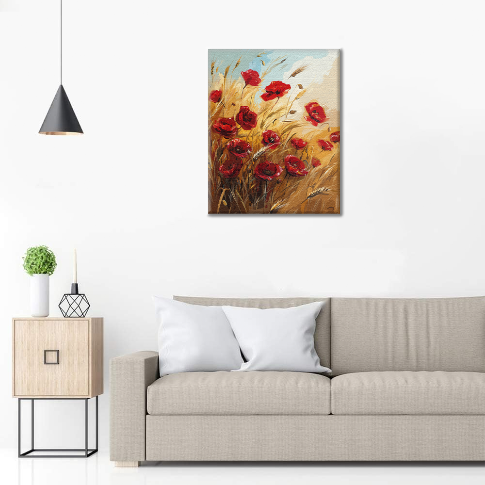 Campo de trigo y flores – pintar por números