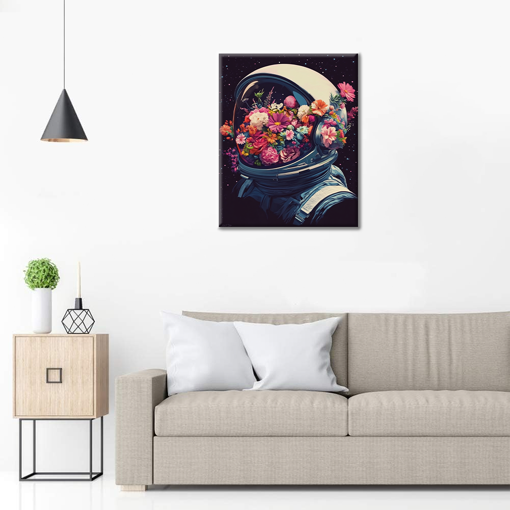 Casco espacial lleno de flores - Pintura por números