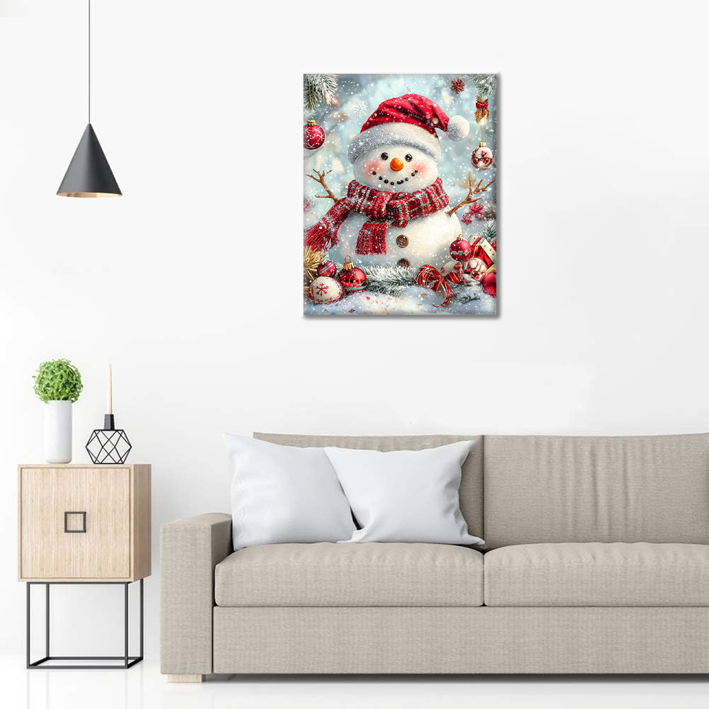 Besneeuwde kerstfiguur – schilderen op nummer