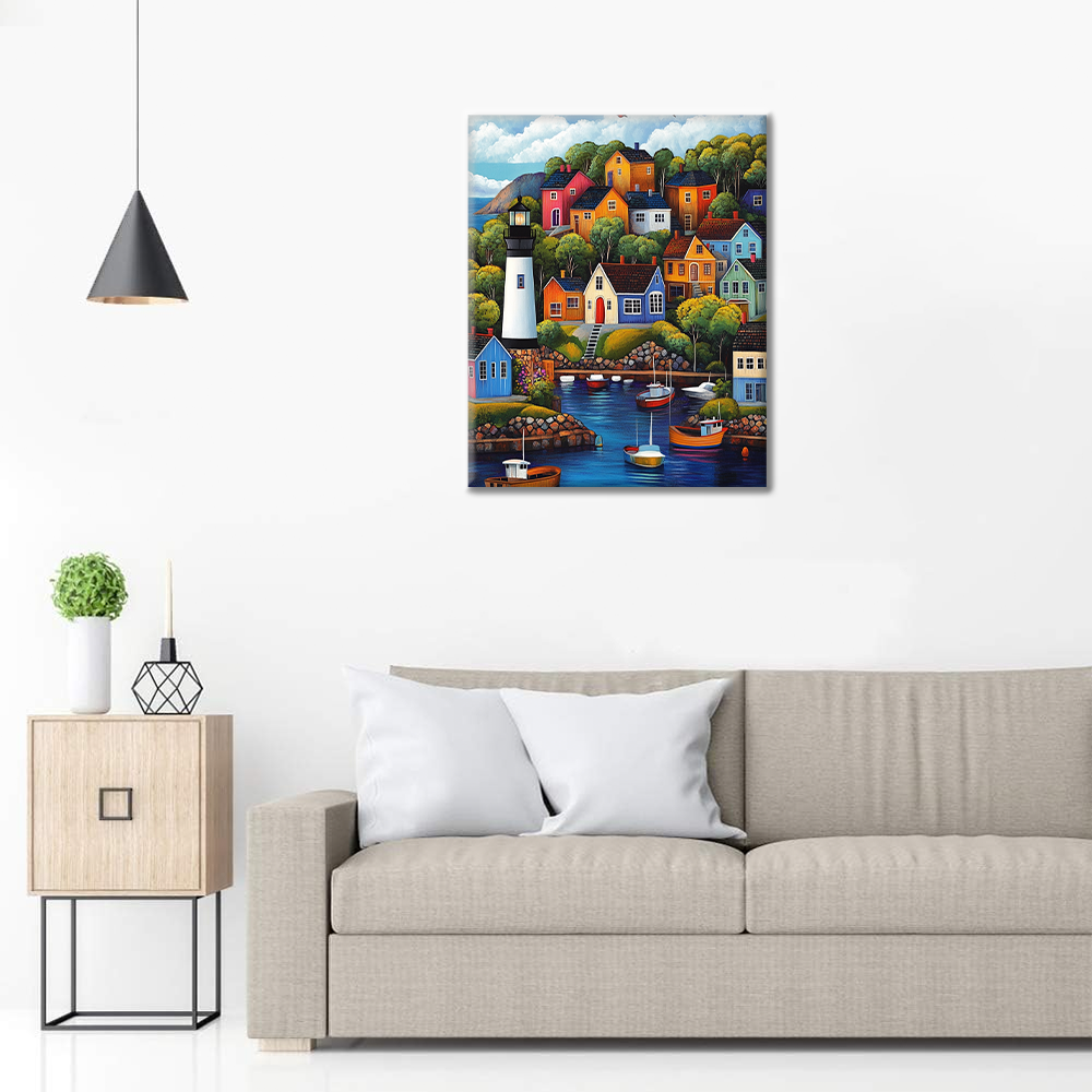 Pueblo colorido – pintar por números