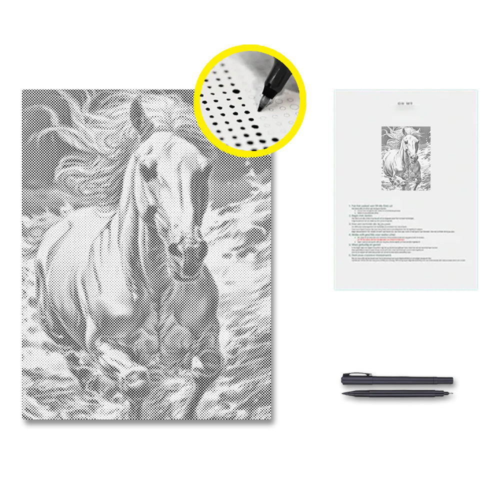 Majestätisches galoppierendes Pferd – Punktmalerei
