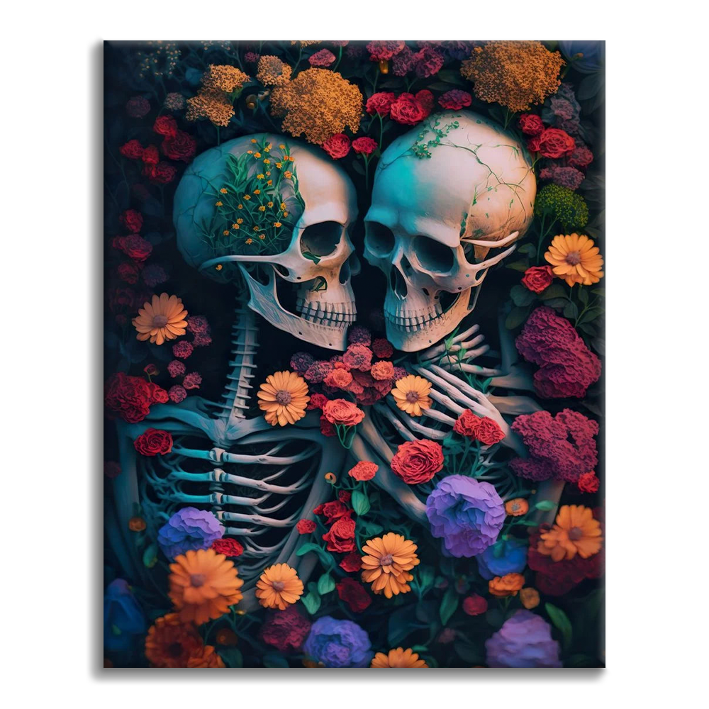 Esqueleto Mar de Flores - Pintura por Números