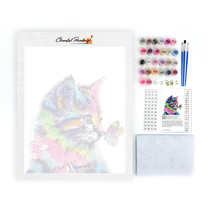 Gatos y mariposas – Pintar por números