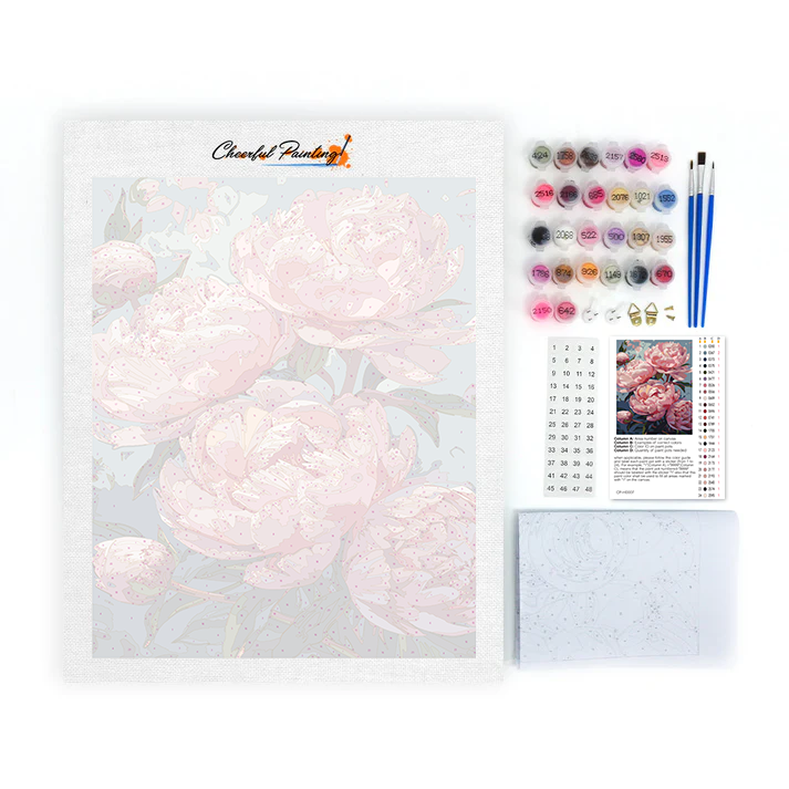 Peonías rosas - pintar por números