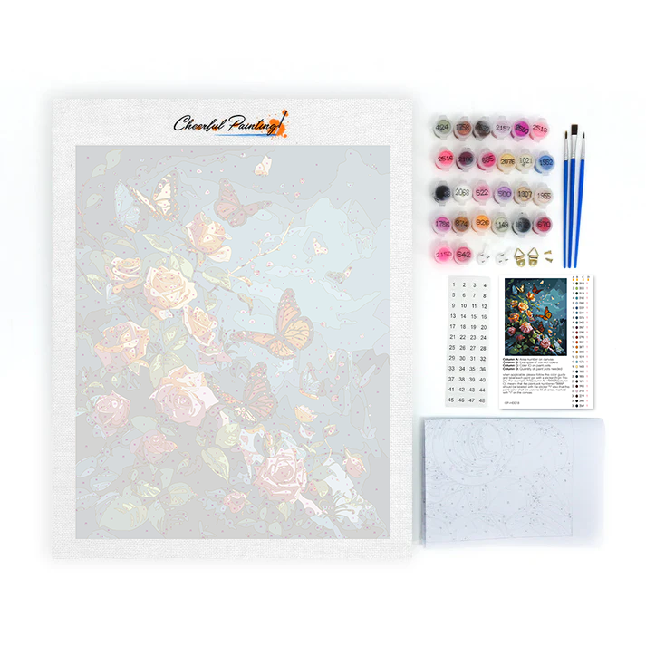 Mariposas y rosas – pintar por números