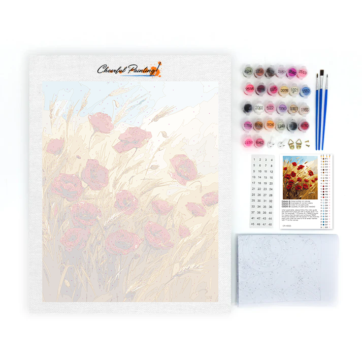 Campo de trigo y flores – pintar por números