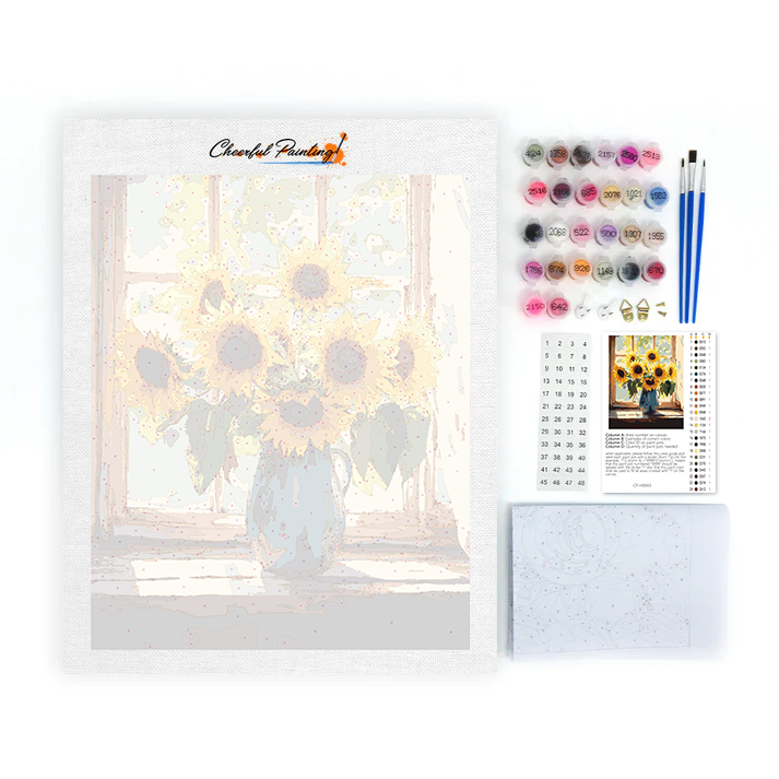 Sonnenblumen am Fenster – Malen nach Zahlen