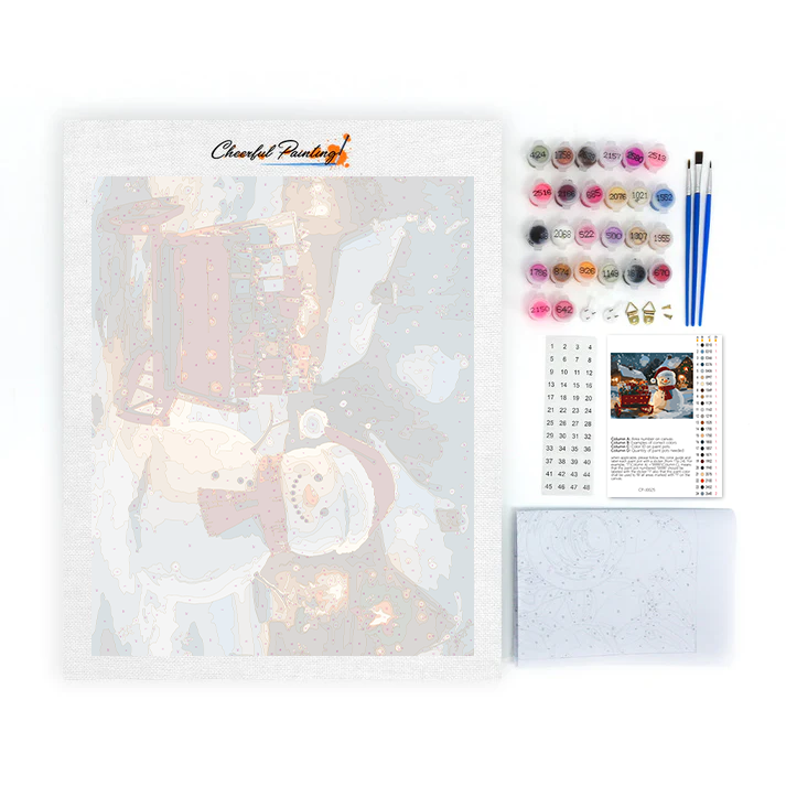 Schneemann und Weihnachtsgeschenke – Malen nach Zahlen