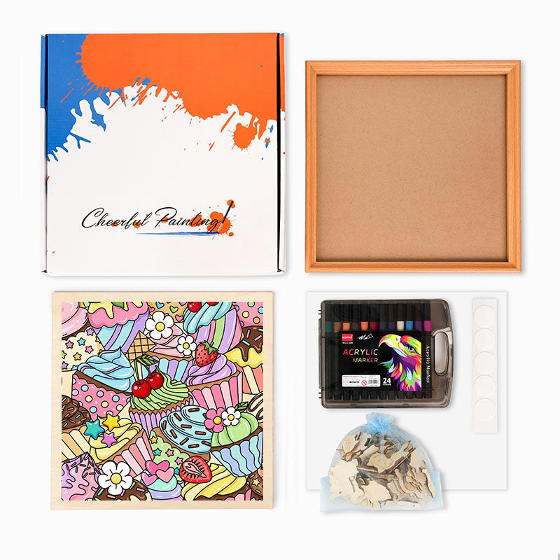 Niedliche Cupcakes – Ausmalpuzzle aus Holz