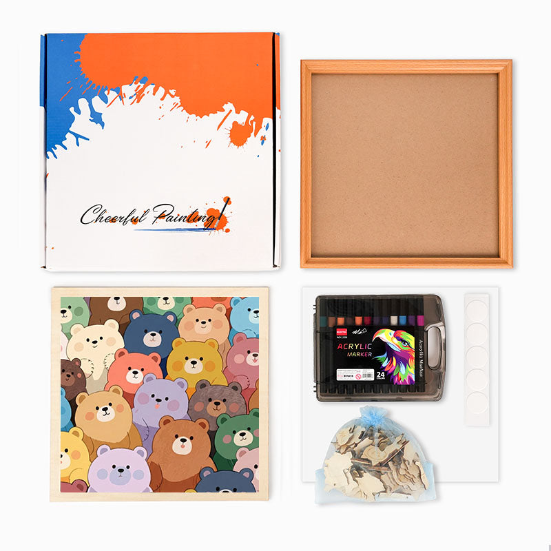 Niedliche Bären – Ausmalpuzzle aus Holz