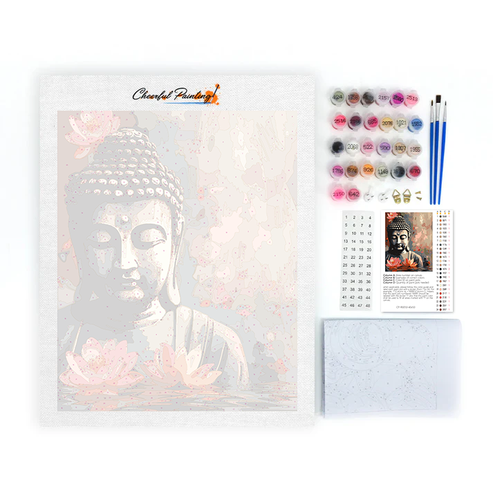 Buddha mit Blume – Malen nach Zahlen