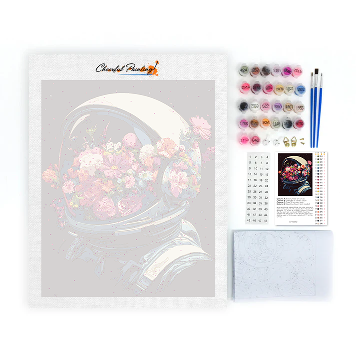 Casco espacial lleno de flores - Pintura por números