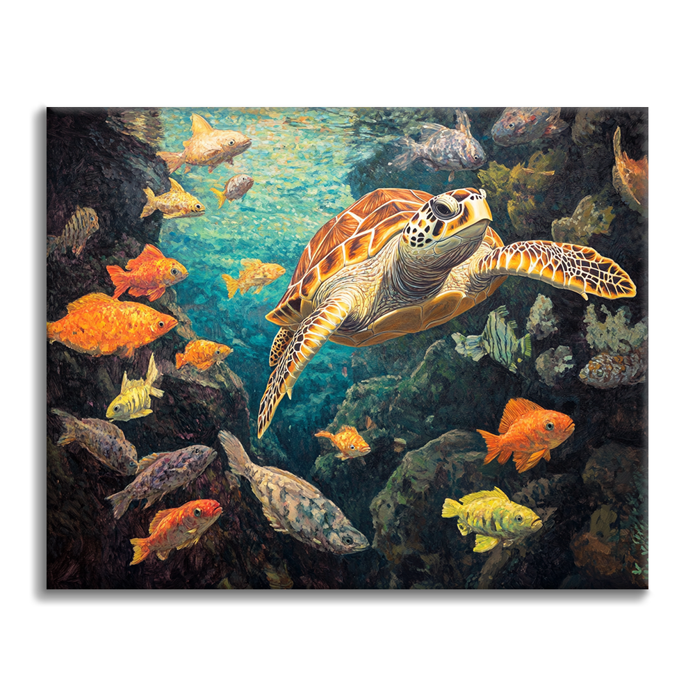 Schildkröten und Fische - Malen nach Zahlen