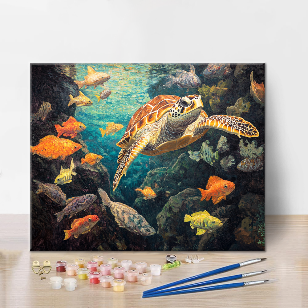 Schildkröten und Fische - Malen nach Zahlen