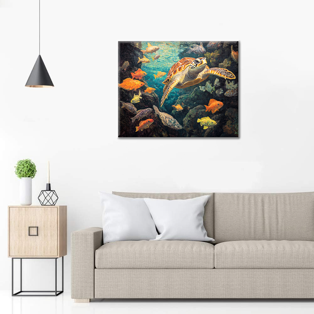 Schildkröten und Fische - Malen nach Zahlen