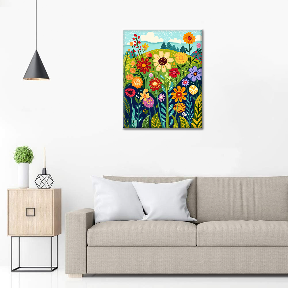 Wildblumen in der Wildnis - Malen nach Zahlen