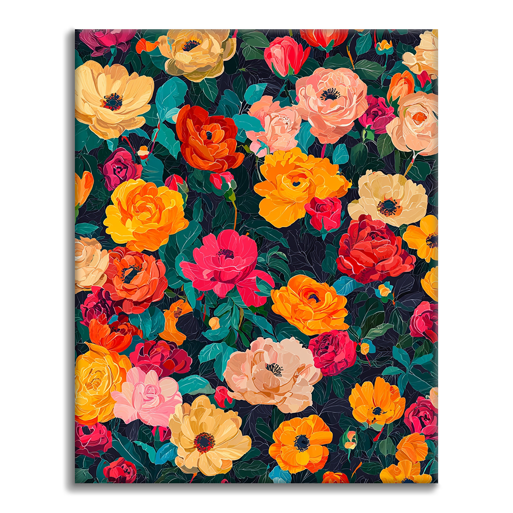 Blumen in voller Blüte - Malen nach Zahlen