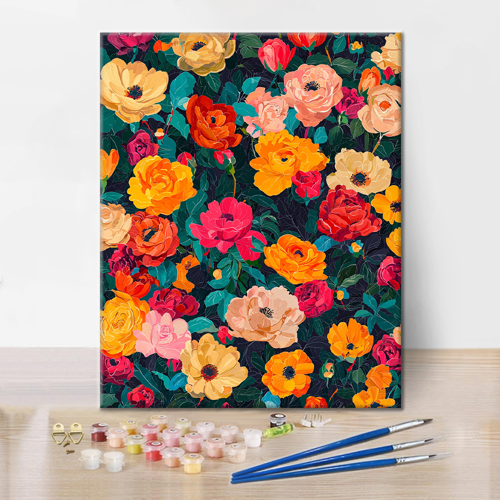 Blumen in voller Blüte - Malen nach Zahlen