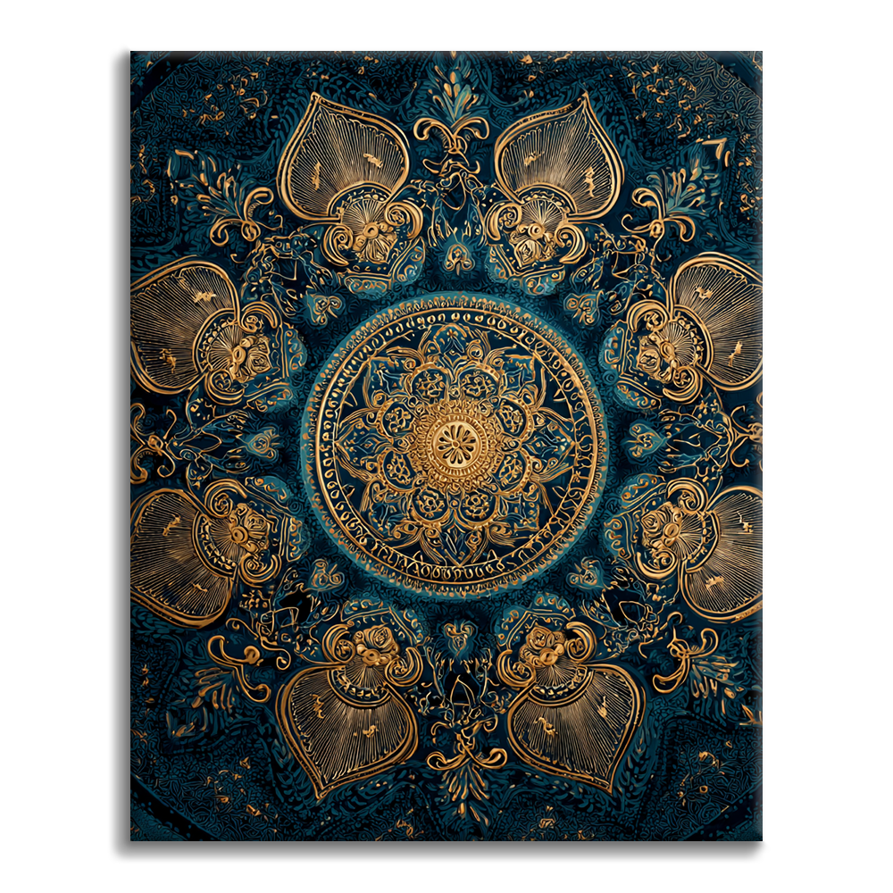 Goldenes Lotus-Mandala - Malen nach Zahlen