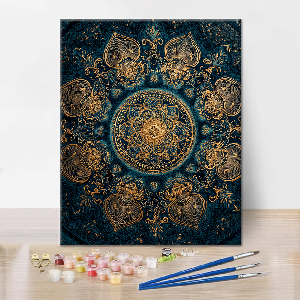 Goldenes Lotus-Mandala - Malen nach Zahlen