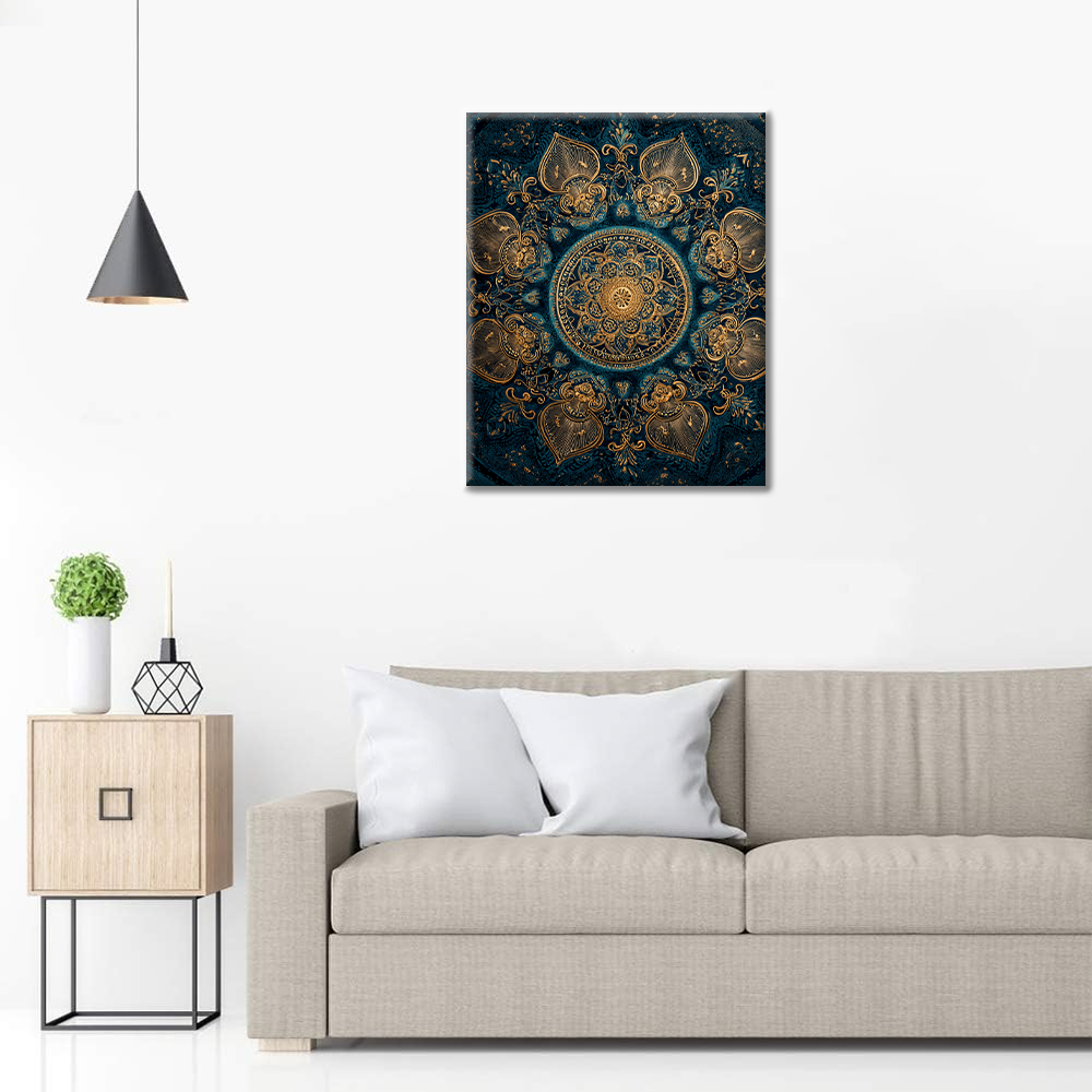 Goldenes Lotus-Mandala - Malen nach Zahlen