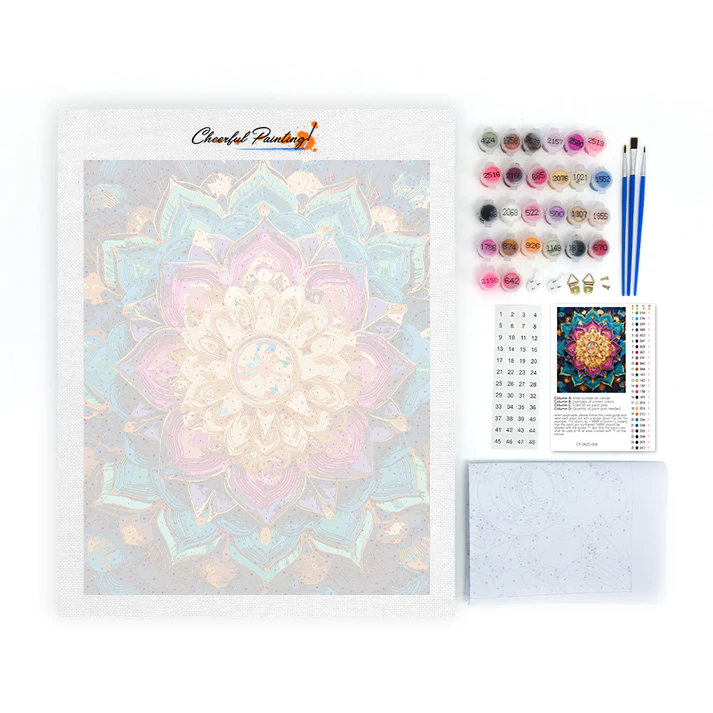 Regenbogen-Blumen-Mandala - Malen nach Zahlen