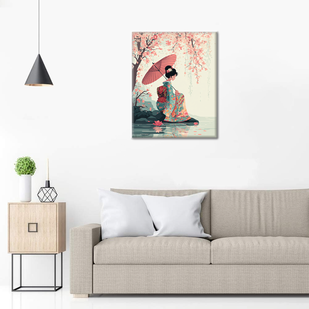 Sakura-Regenschirm - Malen nach Zahlen
