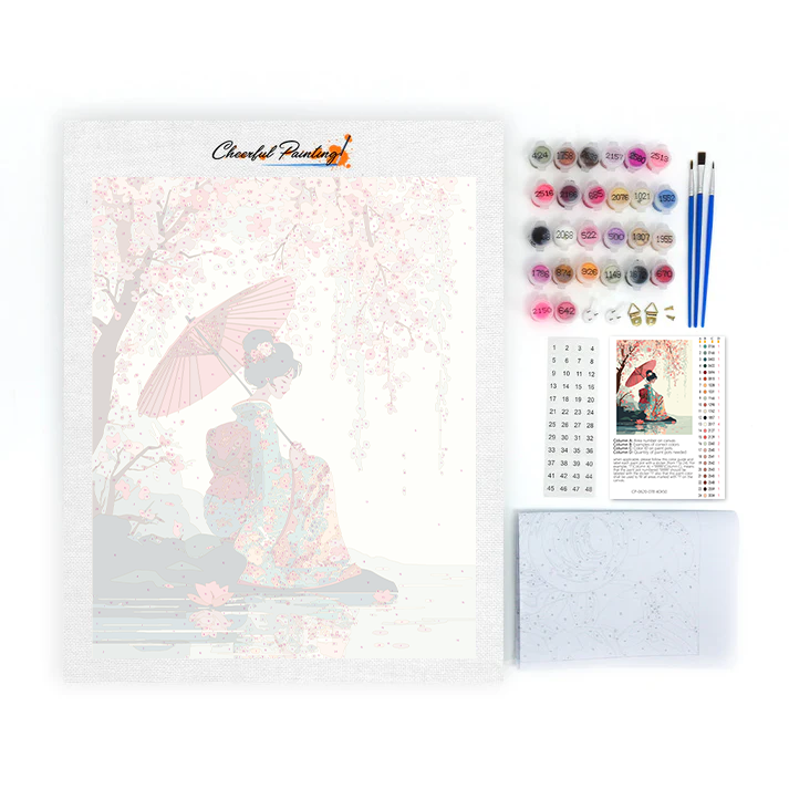 Sakura-Regenschirm - Malen nach Zahlen
