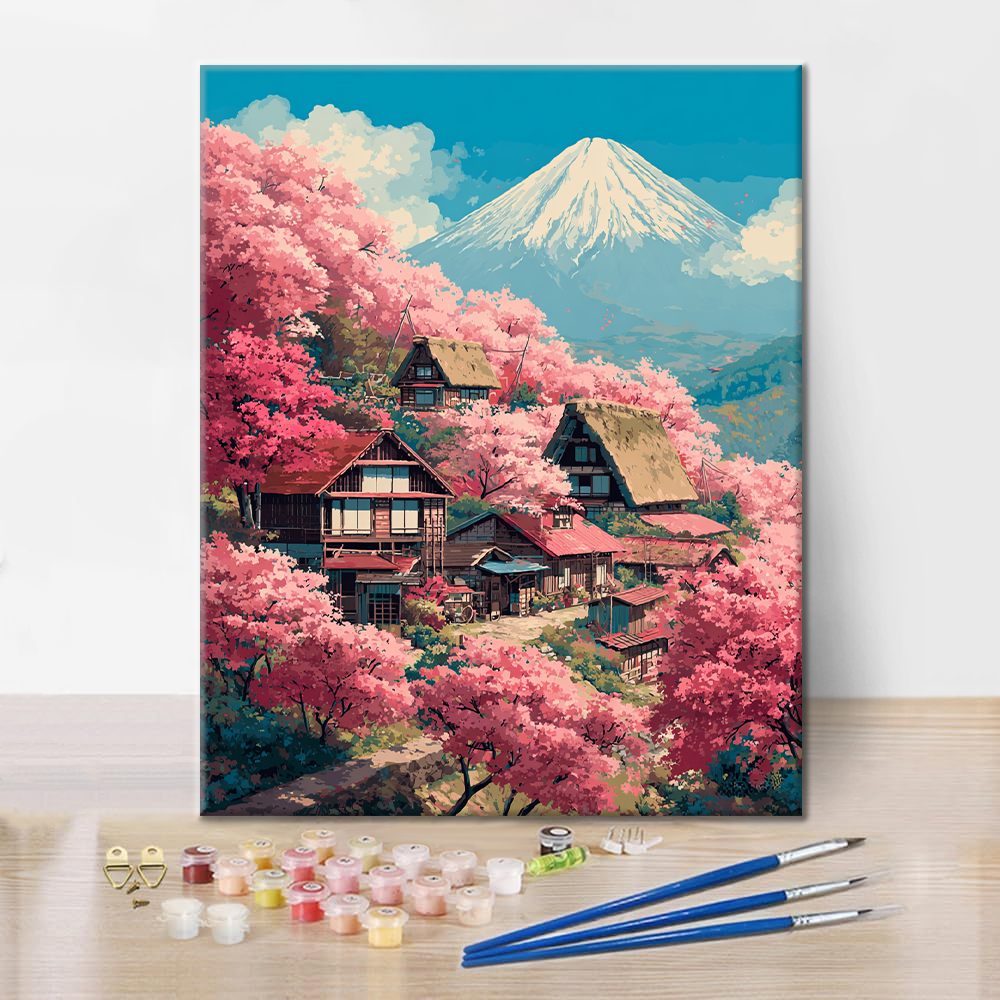 Sakura Villa am Berg Fuji - Malen nach Zahlen