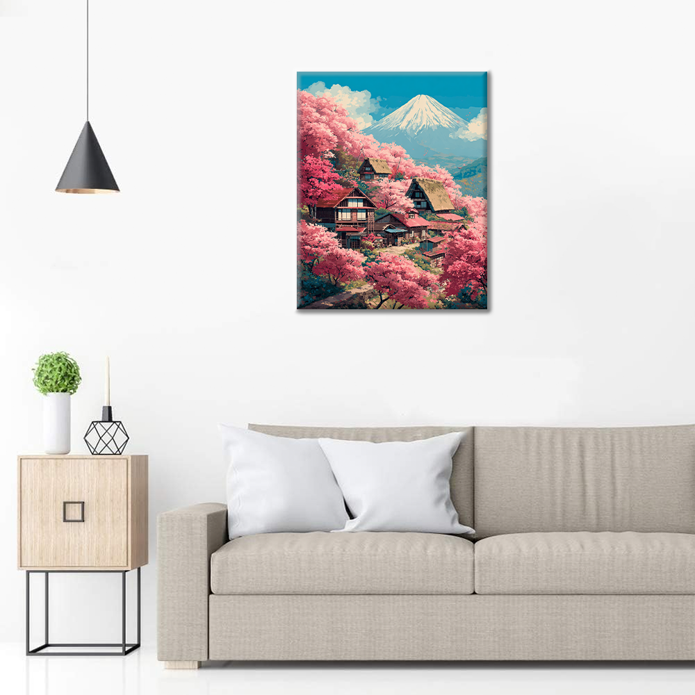 Sakura Villa am Berg Fuji - Malen nach Zahlen