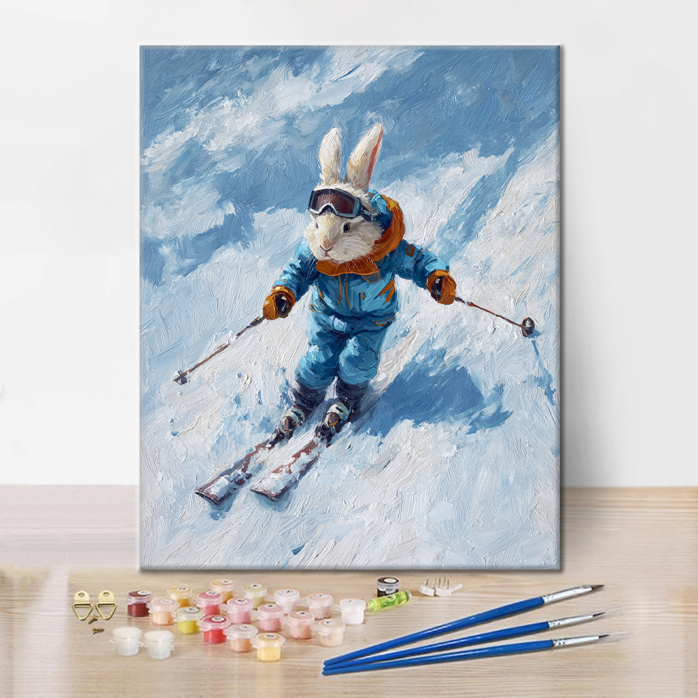 Rasanter Schneehase - Malen nach Zahlen